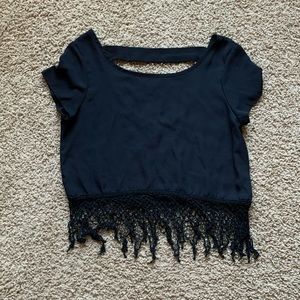 Crop top with lace detail